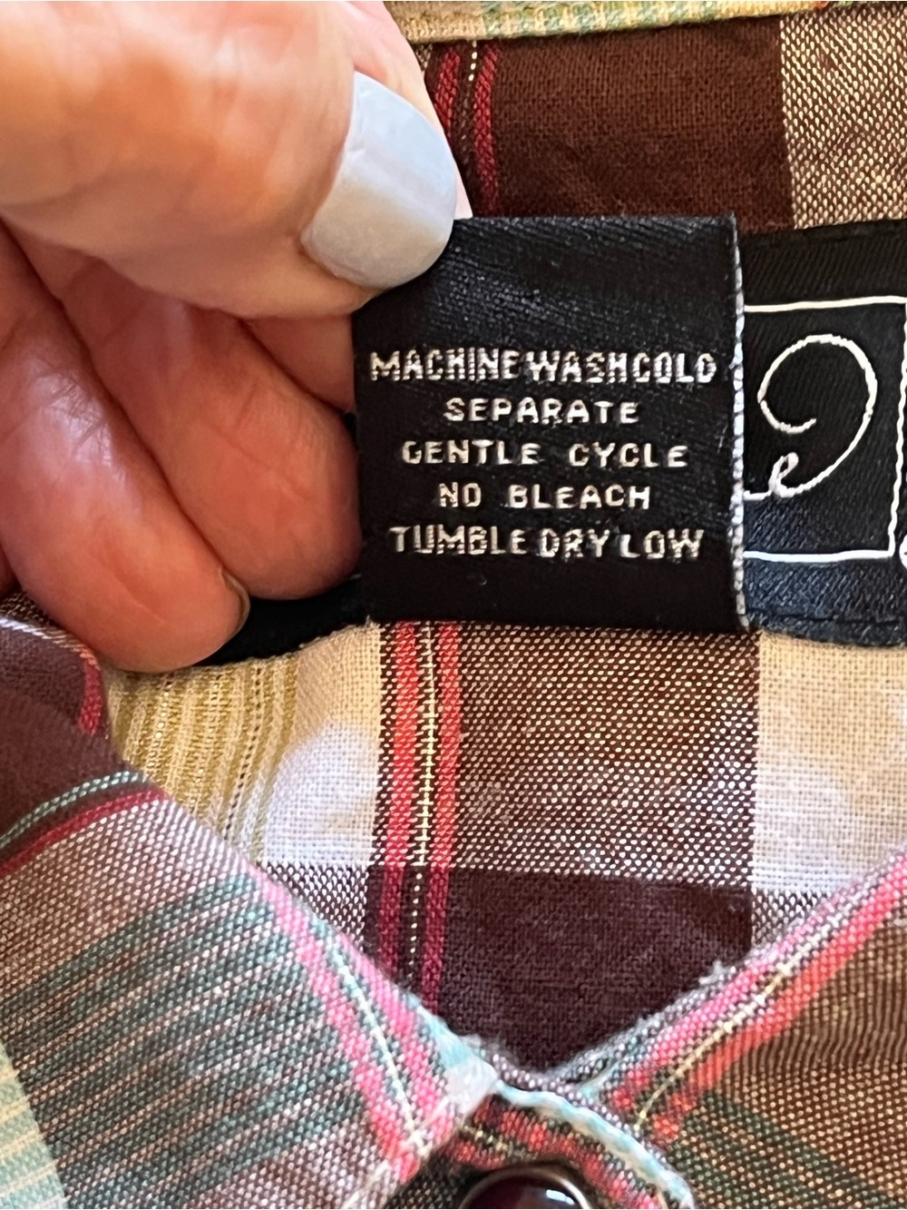 Shyanne Western Plaid Button-Down Shirt Multicolor Cotton Black Snap Metallic L - Picture 8 of 11